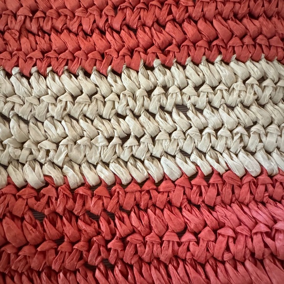 ****LOW PRICE****Talbots paper straw bag - orange and tan stripe! Super CUTE! - Picture 2 of 16